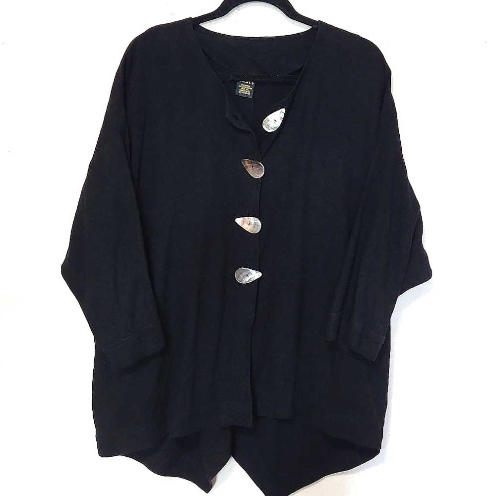 Ladri's Linen Abalone Shell Button Black Lightwei… - image 8